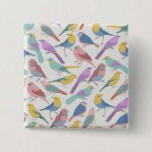 Badge Carré 5 Cm Motif d'oiseaux chanteurs pastel Oiseaux d'aquarel (Devant)