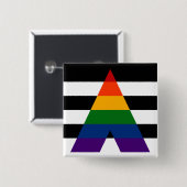 Badge Carré 5 Cm Motif du drapeau de la LGBT Ally Pride (Devant & derrière)