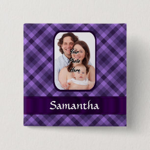 Badge Carré 5 Cm Motif en vichy violet