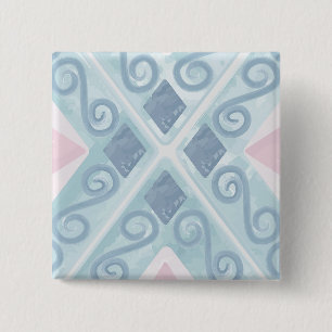 Badge Carré 5 Cm Motif géométrique diamant bleu