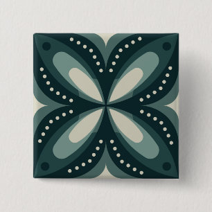 Badge Carré 5 Cm Motif géométrique vert rétro