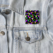 Badge Carré 5 Cm Motif sans couture avec des plumes de Mardi Gras (En situation)