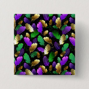 Badge Carré 5 Cm Motif sans couture avec des plumes de Mardi Gras