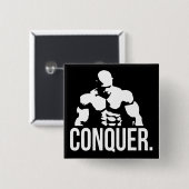 Badge Carré 5 Cm Motivation "Body building" - Conquérir (Devant & derrière)