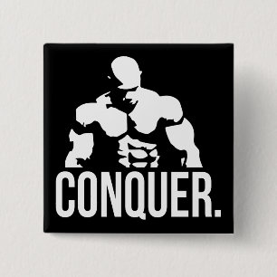 Badge Carré 5 Cm Motivation "Body building" - Conquérir