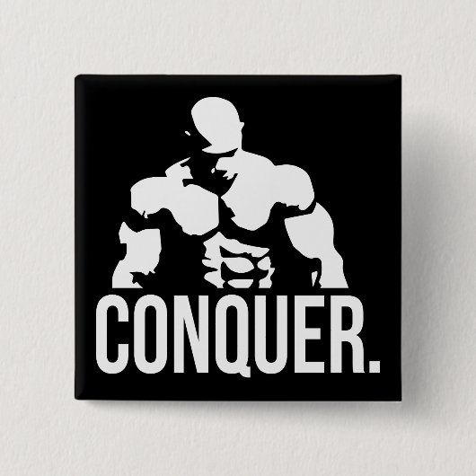 Badge Carré 5 Cm Motivation "Body building" - Conquérir (Devant)