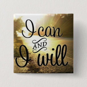 Badge Carré 5 Cm Mots Motivationnels - Je peux et je veux