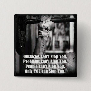 Badge Carré 5 Cm Mots Motivationnels - Les obstacles ne peuvent pas