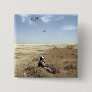 Badge Carré 5 Cm Mouche d'Ospreys de MV-22B au-dessus d'hôpital