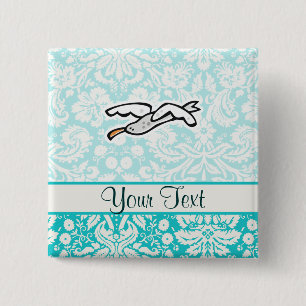 Badge Carré 5 Cm Mouette mignonne de bande dessinée