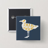 Badge Carré 5 Cm Mouette | sauvage et libre (Devant & derrière)