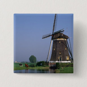 Badge Carré 5 Cm Moulins à vent, Leidschendam, Pays-Bas