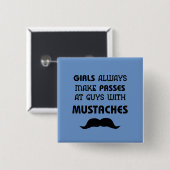 Badge Carré 5 Cm Moustache (Devant & derrière)