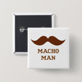 Badge Carré 5 Cm Moustache drôle de macho (Devant & derrière)