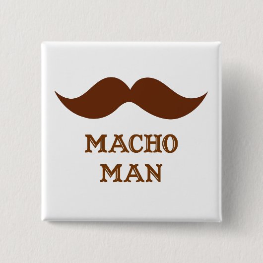 Badge Carré 5 Cm Moustache drôle de macho (Devant)