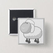 Badge Carré 5 Cm Moutons mignons (Devant & derrière)