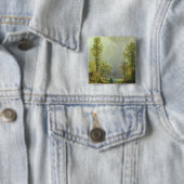 Badge Carré 5 Cm Moutons observant une tempête (En situation)