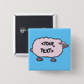 Badge Carré 5 Cm Moutons roses,<YOUR TEXT> (Devant & derrière)