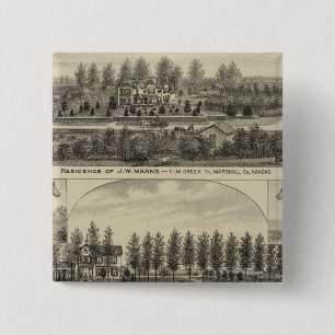 Badge Carré 5 Cm Moyens, truites et sabins au Kansas