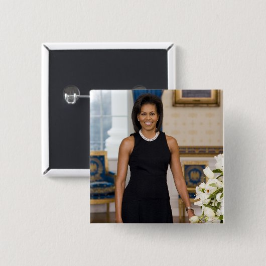 Badge Carré 5 Cm MrsObamaPortrait (Devant & derrière)