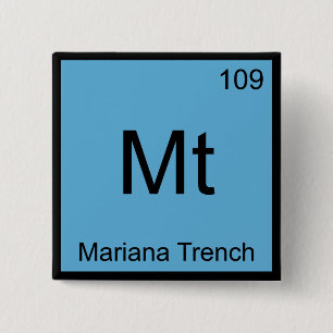 Badge Carré 5 Cm Mt - Chimie du fossé des Mariannes Symbole d'éléme