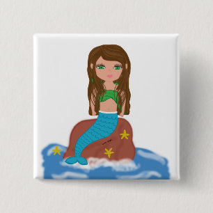 Badge Carré 5 Cm Muirenn le bouton de sirène