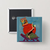 Badge Carré 5 Cm Murad cigarettes dame équitation tortue géante (Devant & derrière)