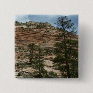 Badge Carré 5 Cm Murs de roche usés dans le parc national de Zion