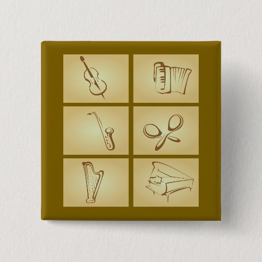 Badge Carré 5 Cm Musical Instruments Sketch (Devant)