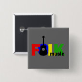 Badge Carré 5 Cm Musique folk (Devant & derrière)