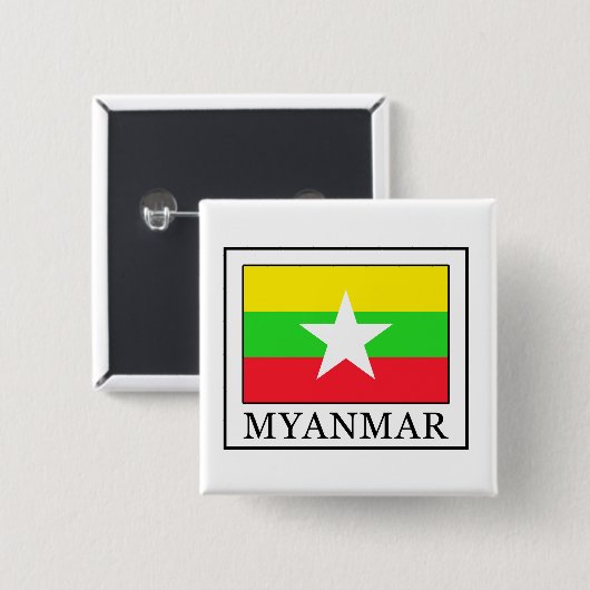 Badge Carré 5 Cm Myanmar (Devant & derrière)