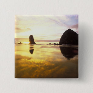 Badge Carré 5 Cm N.A., États-Unis, Oregon, Coucher de soleil à Cann