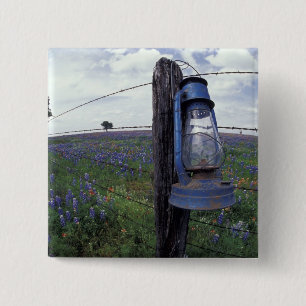 Badge Carré 5 Cm N.A., États-Unis, Texas, Llano, Lanterne bleue, Ch
