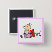 Badge Carré 5 Cm N est pour la bonne d'enfants (Devant & derrière)