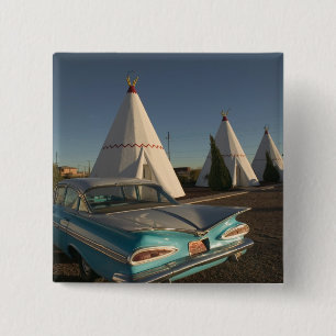 Badge Carré 5 Cm NA, États-Unis, Arizona, Holbrook Route 66, Wigwam