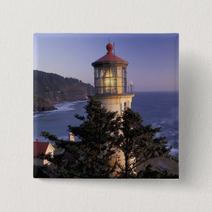 Badge Carré 5 Cm NA, États-Unis, Oregon, phare de Heceta Head,