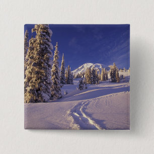 Badge Carré 5 Cm NA, États-Unis, Washington, Mt. Rainier NP, raquet