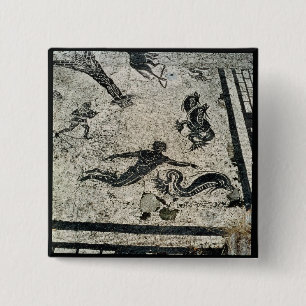 Badge Carré 5 Cm Nageant avec les dauphins, du Frigidarium o