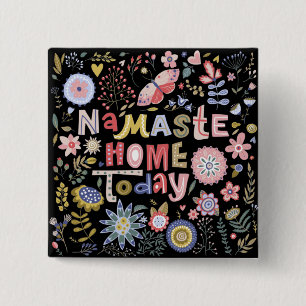 Badge Carré 5 Cm Namaste Accueil Aujourd'hui Fleurs d'Art folkloriq