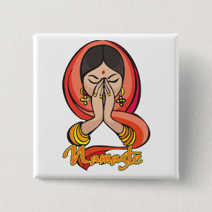 Badge Carré 5 Cm Namaste indou