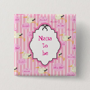 Badge Carré 5 Cm Nana to Be It's a Girl Stork