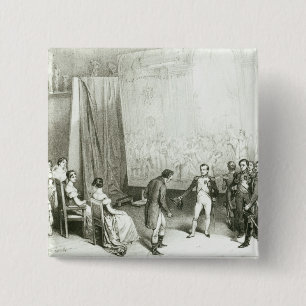 Badge Carré 5 Cm Napoléon I visitant le studio de David