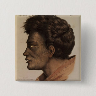 Badge Carré 5 Cm Natai, un chef maori de baie de brème, Nouvelle