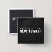 Badge Carré 5 Cm Natif New Yorkais noir (Devant & derrière)