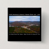 Badge Carré 5 Cm National Park Anniversary Hot Springs Vue d'automn (Devant)