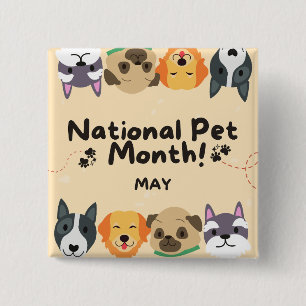 Badge Carré 5 Cm National Pet Month