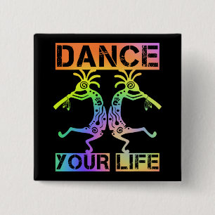 Badge Carré 5 Cm Native Americans Kokopelli - Dance Your Life 4