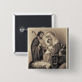 Badge Carré 5 Cm Nativité (Devant & derrière)