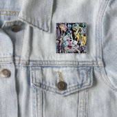 Badge Carré 5 Cm Nativité, faite à Naples (En situation)