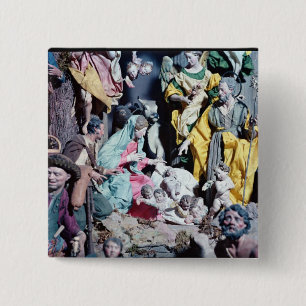 Badge Carré 5 Cm Nativité, faite à Naples